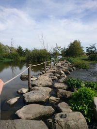 Scenic view of lake against sky