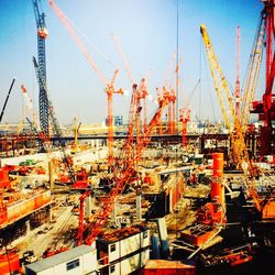 Cranes at construction site