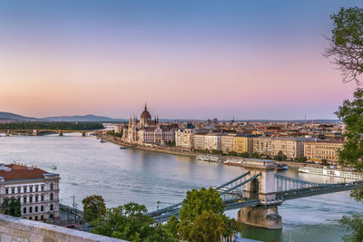 View of budapest with hungarian parliament building from fisherman bastion, hungary