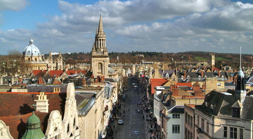 High angle view of townscape against sky