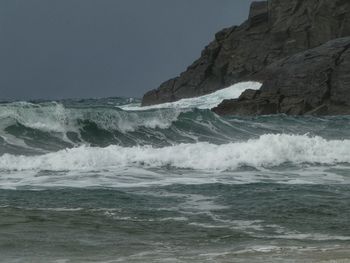 Scenic view of sea against clear sky