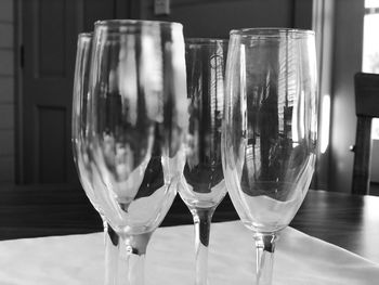 Close-up of wine in glass on table