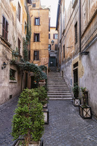 Footpath amidst buildings in city