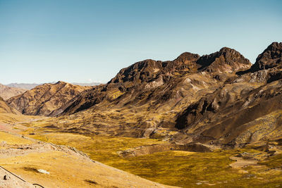 Scenic view of mountains against clear sky