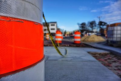Red train against sky