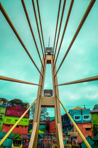 Low angle view of bridge against cloudy sky