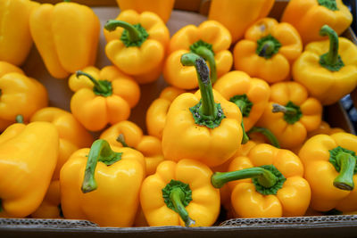 Close-up of bell peppers for sale at market stall