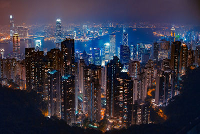 Illuminated cityscape at night