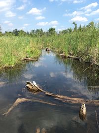 Scenic view of lake against sky