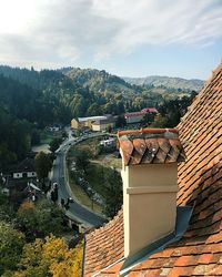 High angle view of townscape against sky