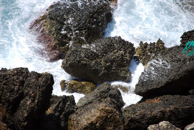 Water splashing on rocks