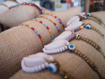 Close-up of bracelets 