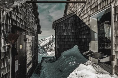 Buildings against sky during winter