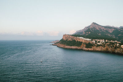 Scenic view of sea against clear sky