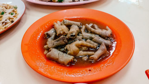 High angle view of meal served in plate