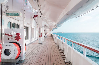 Corridor of cruise ship in sea