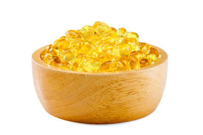 Close-up of orange juice against white background
