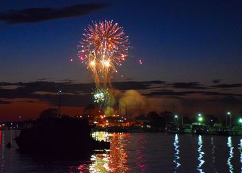 Firework display at night