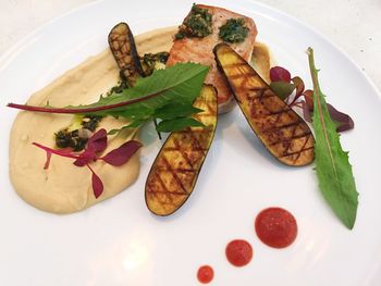 High angle view of meal served in plate