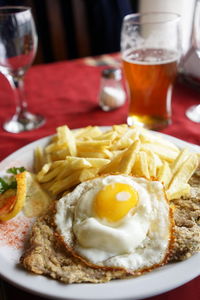 High angle view of breakfast served on table