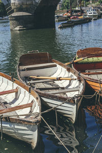 Boats moored in harbor