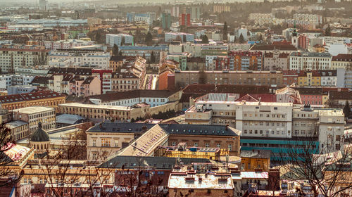 Beautiful view of brno czech republic under cold autumn clouds landscape