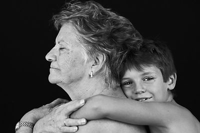 Portrait of boy with grandmother
