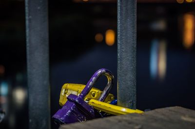 Close up of locks on a bridge