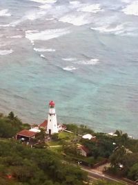 View of built structure in water