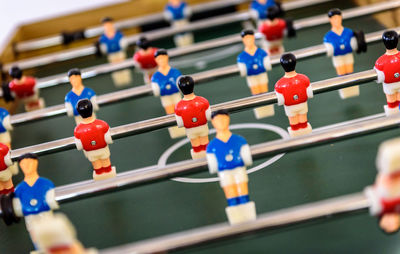 High angle view of foosball