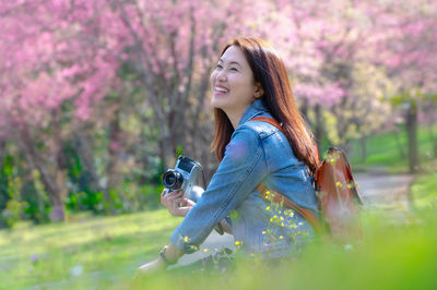 Woman looking at camera