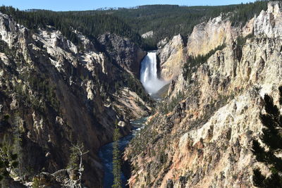 Scenic view of waterfall