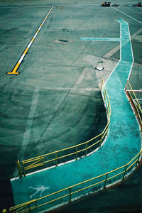 High angle view of basketball court