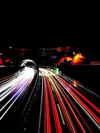 Light trails on highway at night