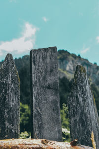 Low angle view of mountain against sky