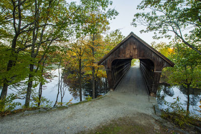 Old covered bridge in new england fall