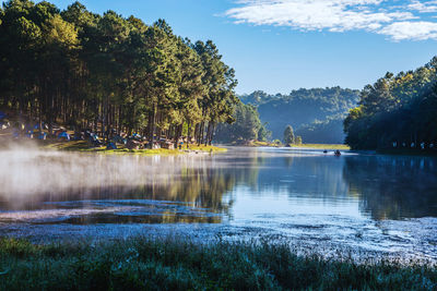 Scenic view of lake against sky