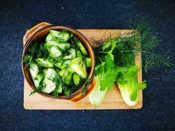 High angle view of vegetables