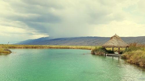 Scenic view of lake against sky
