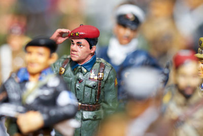 Soldier figurines on table