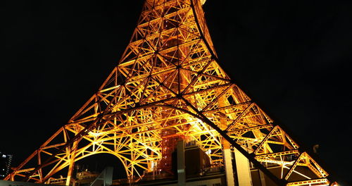 Low angle view of illuminated tower