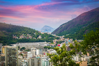 High angle view of townscape against sky