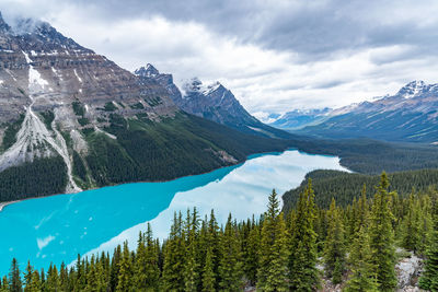 Scenic view of mountains and river during winter