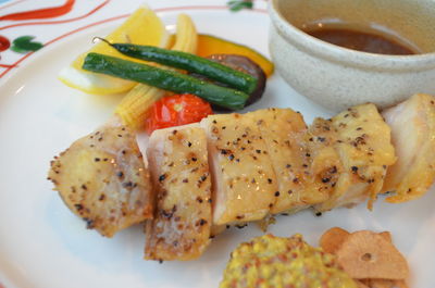 High angle view of meal served in plate