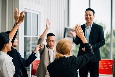 Business colleagues working at office