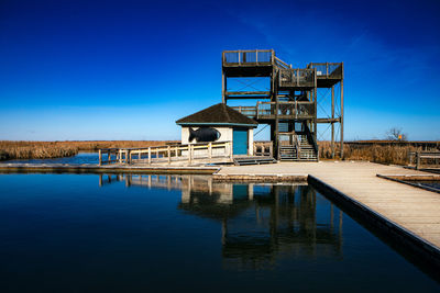 Wildlife viewing platform and boardwalk at point pelee in ontario canada 