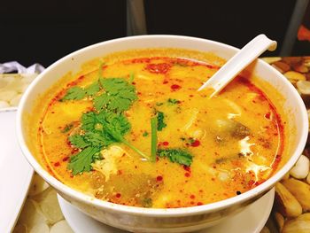 Close-up of soup in bowl