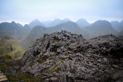 Scenic view of karst mountains in sa phin, vietnam