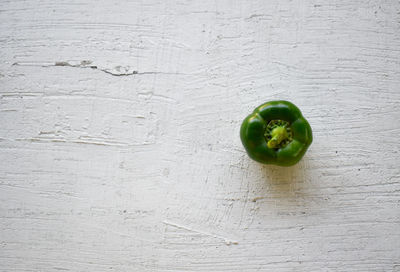 High angle view of green bell pepper on table