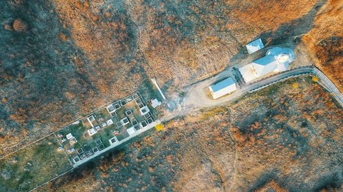 High angle view of umbrella on land